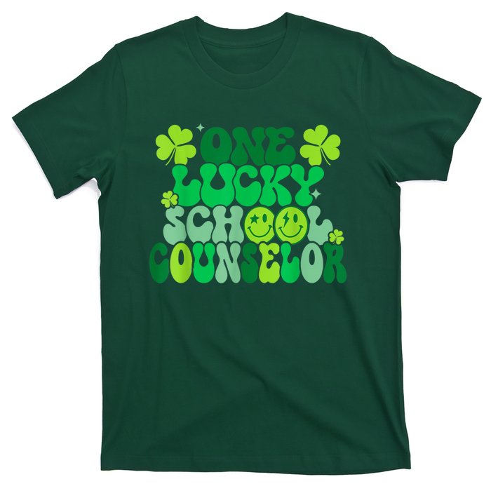 Funny Patrick's Day, Groovy Teacher One Lucky School Counselor T-Shirt