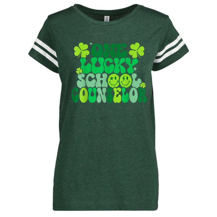 Funny Patrick's Day, Groovy Teacher One Lucky School Counselor Enza Ladies Jersey Football T-Shirt