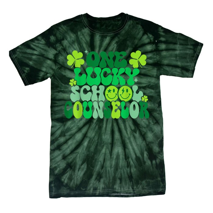 Funny Patrick's Day, Groovy Teacher One Lucky School Counselor Tie-Dye T-Shirt