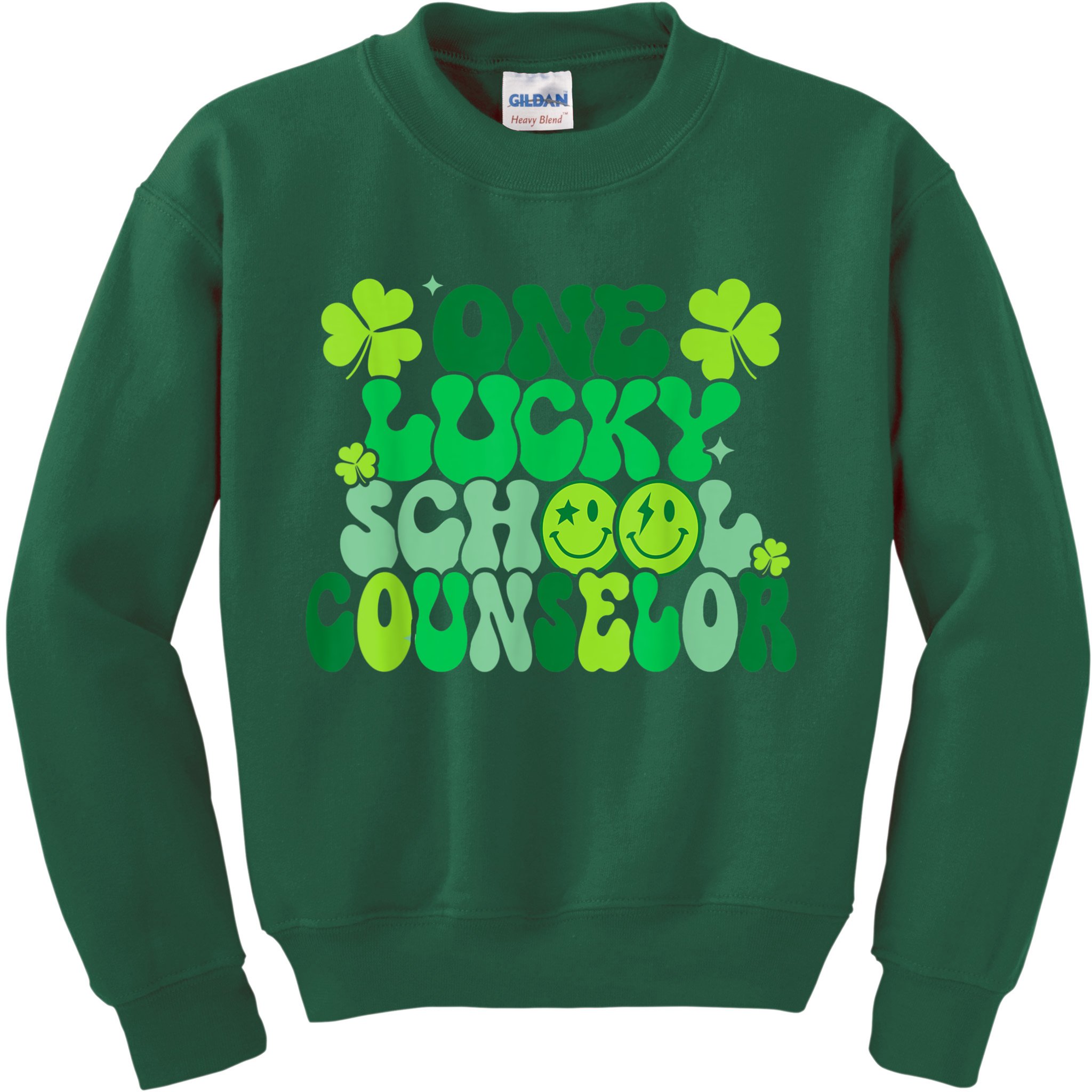 Funny Patrick's Day, Groovy Teacher One Lucky School Counselor Kids Sweatshirt