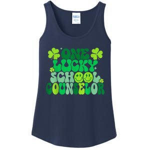 Funny Patrick's Day, Groovy Teacher One Lucky School Counselor Ladies Essential Tank