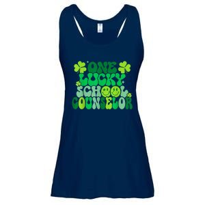 Funny Patrick's Day, Groovy Teacher One Lucky School Counselor Ladies Essential Flowy Tank