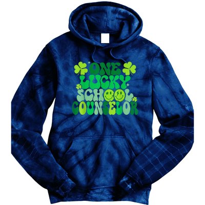 Funny Patrick's Day, Groovy Teacher One Lucky School Counselor Tie Dye Hoodie