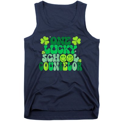 Funny Patrick's Day, Groovy Teacher One Lucky School Counselor Tank Top