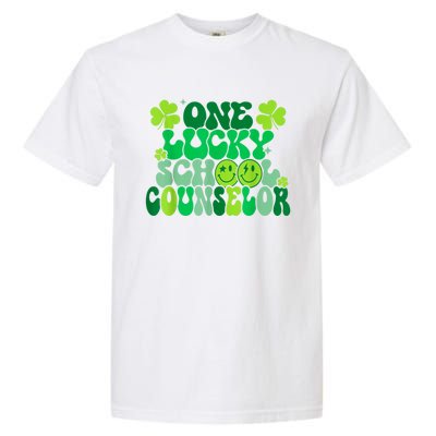 Funny Patrick's Day, Groovy Teacher One Lucky School Counselor Garment-Dyed Heavyweight T-Shirt