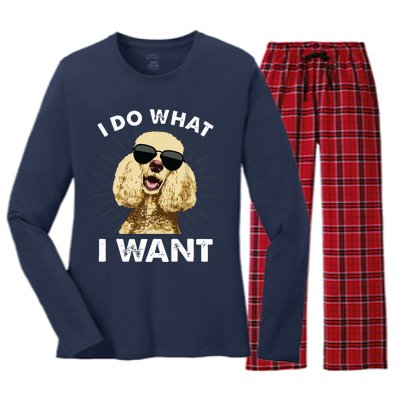 Funny Poodle Design For Men Women Dog Breed Poodle Lovers Women's Long Sleeve Flannel Pajama Set 