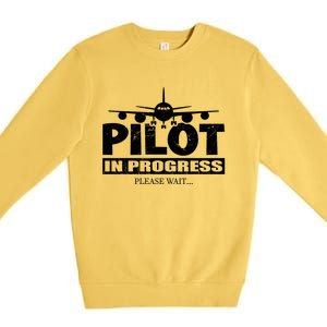 Funny Pilot Design Copilot Flight Pilot In Progress Future Funny Gift Premium Crewneck Sweatshirt