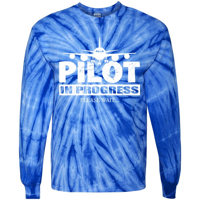 Funny Pilot Design Copilot Flight Pilot In Progress Future Funny Gift Tie-Dye Long Sleeve Shirt