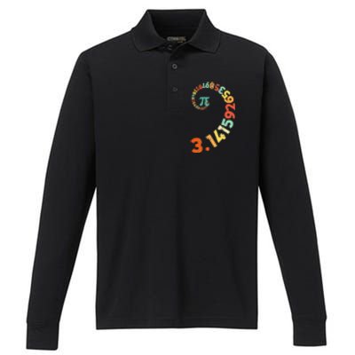 Funny Pi Day Clothing Spiral Pi Math Tee for Pi Day 3.14 Performance Long Sleeve Polo