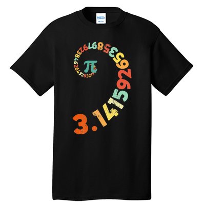 Funny Pi Day Clothing Spiral Pi Math Tee for Pi Day 3.14 Tall T-Shirt