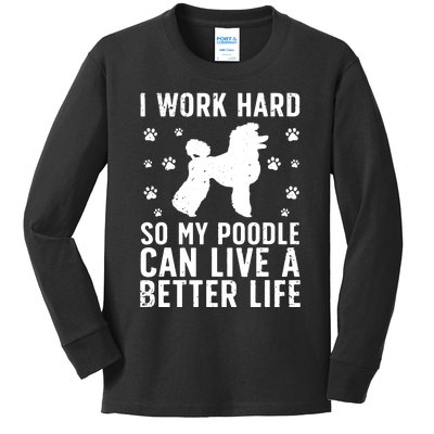 Funny Poodle Design For Men Women Kids Standard Poodle Lover Kids Long Sleeve Shirt