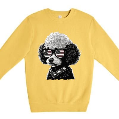 Funny Poodle Dog Miniature Poodle Toy Poodle 4th Of July USA Premium Crewneck Sweatshirt