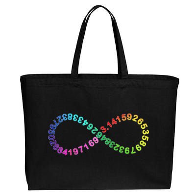 Funny Pi Day Math Digits of Pi Infinity Rainbow Cotton Canvas Jumbo Tote