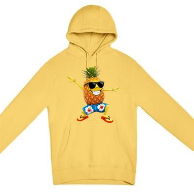 Funny Pineapple Dance Tropical And Playful Design Premium Pullover Hoodie