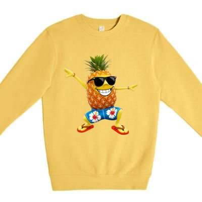 Funny Pineapple Dance Tropical And Playful Design Premium Crewneck Sweatshirt