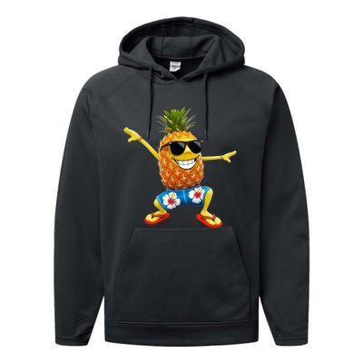 Funny Pineapple Dance Tropical And Playful Design Performance Fleece Hoodie