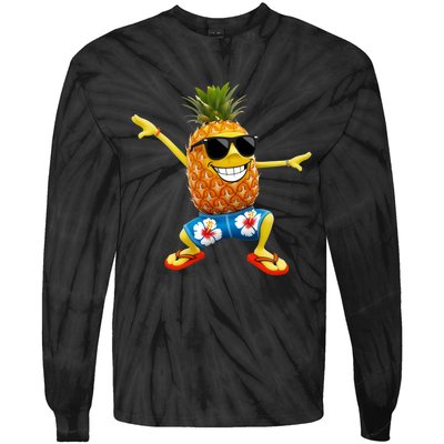 Funny Pineapple Dance Tropical And Playful Design Tie-Dye Long Sleeve Shirt