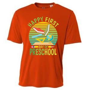 Funny Preschool Design Happy First Day Of Preschool Gift Cooling Performance Crew T-Shirt