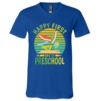 Funny Preschool Design Happy First Day Of Preschool Gift V-Neck T-Shirt