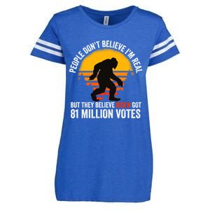 Funny People Dont Believe Im Real But They Believe Biden Enza Ladies Jersey Football T-Shirt