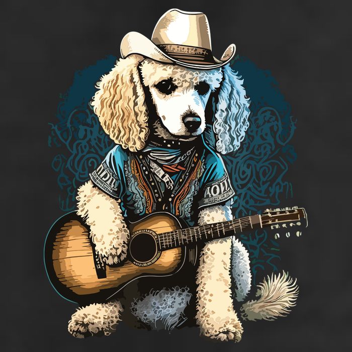 Funny Poodle Dog Miniature Poodle Toy Poodle Country Music 7 Panel Mesh Trucker Snapback Hat