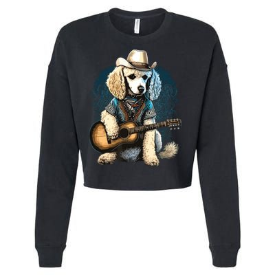 Funny Poodle Dog Miniature Poodle Toy Poodle Country Music Cropped Pullover Crew
