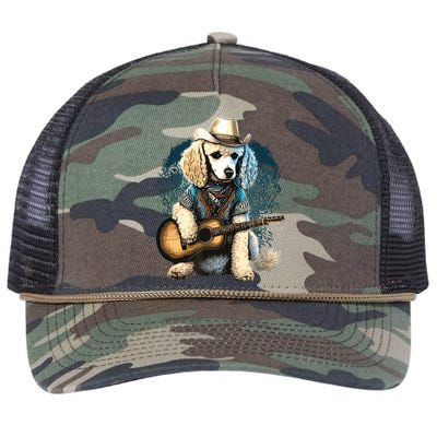 Funny Poodle Dog Miniature Poodle Toy Poodle Country Music Retro Rope Trucker Hat Cap