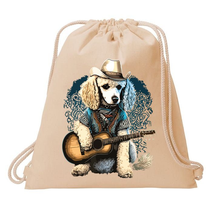 Funny Poodle Dog Miniature Poodle Toy Poodle Country Music Drawstring Bag