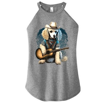 Funny Poodle Dog Miniature Poodle Toy Poodle Country Music Women’s Perfect Tri Rocker Tank