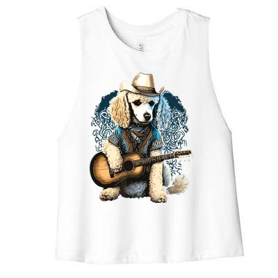 Funny Poodle Dog Miniature Poodle Toy Poodle Country Music Women's Racerback Cropped Tank