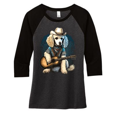 Funny Poodle Dog Miniature Poodle Toy Poodle Country Music Women's Tri-Blend 3/4-Sleeve Raglan Shirt