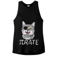 Funny Pi Day Math Science Cat Pirate Ladies PosiCharge Tri-Blend Wicking Tank