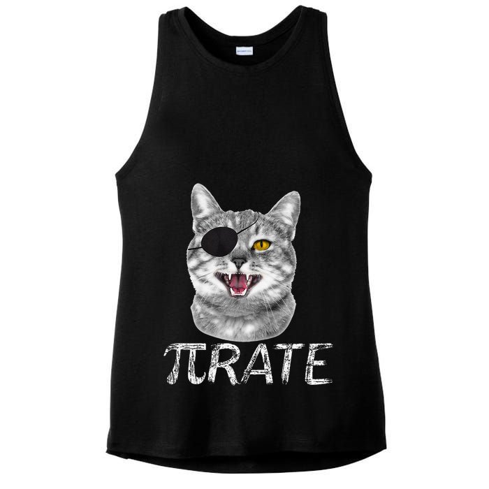 Funny Pi Day Math Science Cat Pirate Ladies PosiCharge Tri-Blend Wicking Tank