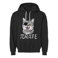 Funny Pi Day Math Science Cat Pirate Garment-Dyed Fleece Hoodie