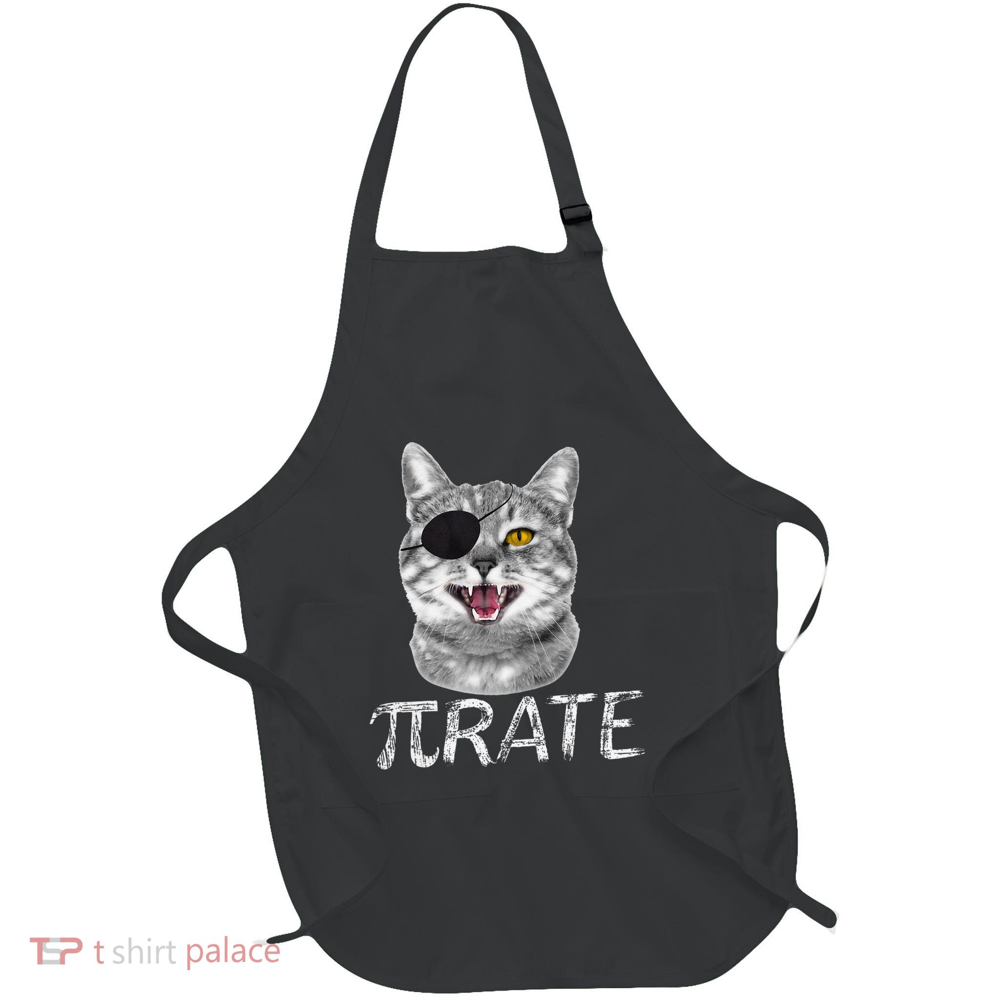 Funny Pi Day Math Science Cat Pirate Apron