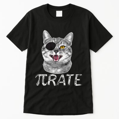 Funny Pi Day Math Science Cat Pirate Tall T-Shirt