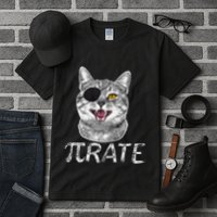 Funny Pi Day Math Science Cat Pirate Tall T-Shirt