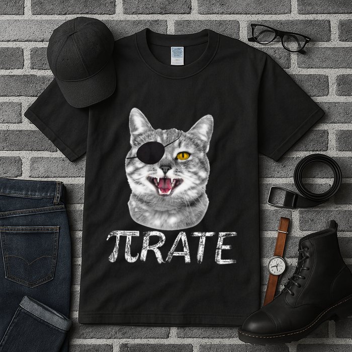 Funny Pi Day Math Science Cat Pirate Tall T-Shirt