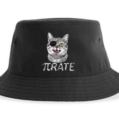 Funny Pi Day Math Science Cat Pirate Sustainable Bucket Hat