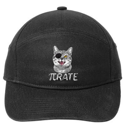 Funny Pi Day Math Science Cat Pirate 7-Panel Snapback Hat