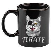 Funny Pi Day Math Science Cat Pirate 11oz C Handle Ceramic Mug