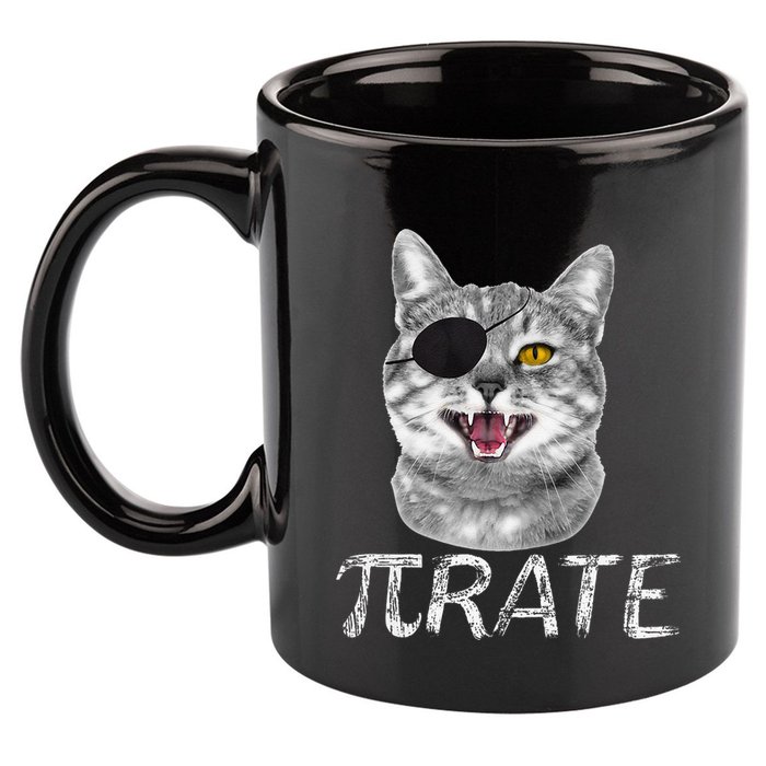 Funny Pi Day Math Science Cat Pirate 11oz C Handle Ceramic Mug