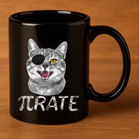 Funny Pi Day Math Science Cat Pirate 11oz C Handle Ceramic Mug