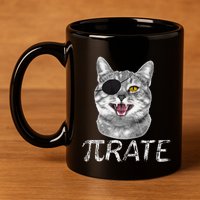 Funny Pi Day Math Science Cat Pirate 11oz C Handle Ceramic Mug