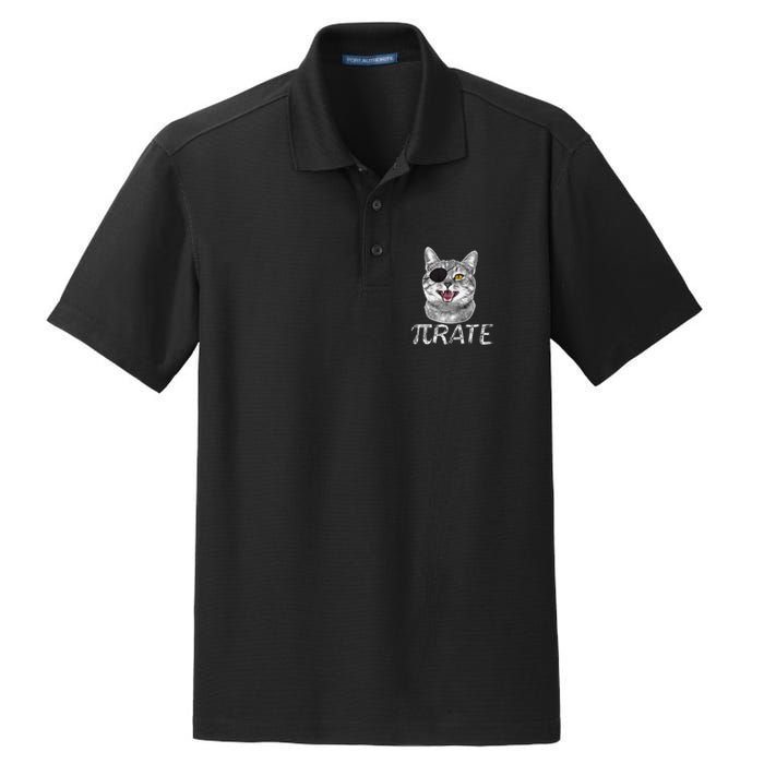 Funny Pi Day Math Science Cat Pirate Dry Zone Grid Polo