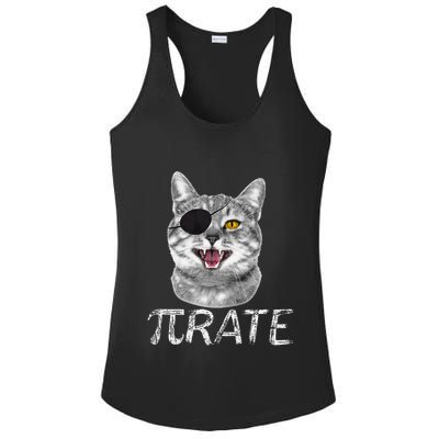 Funny Pi Day Math Science Cat Pirate Ladies PosiCharge Competitor Racerback Tank