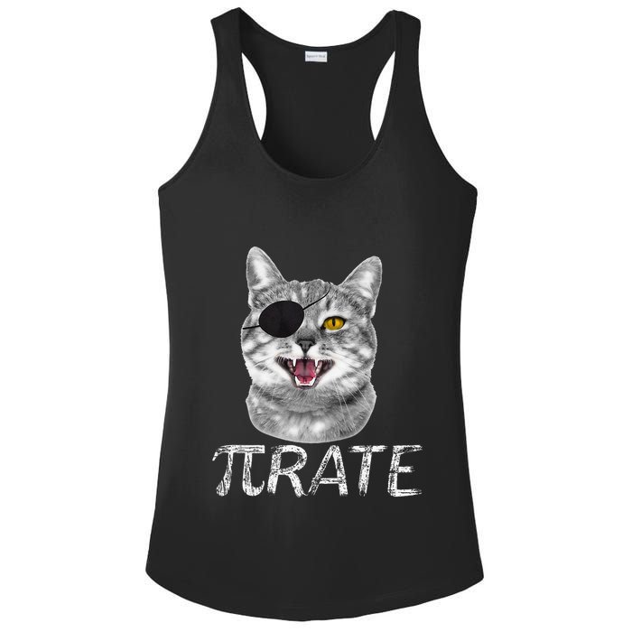 Funny Pi Day Math Science Cat Pirate Ladies PosiCharge Competitor Racerback Tank