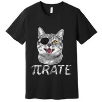 Funny Pi Day Math Science Cat Pirate Premium T-Shirt