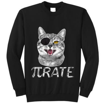 Funny Pi Day Math Science Cat Pirate Tall Sweatshirt