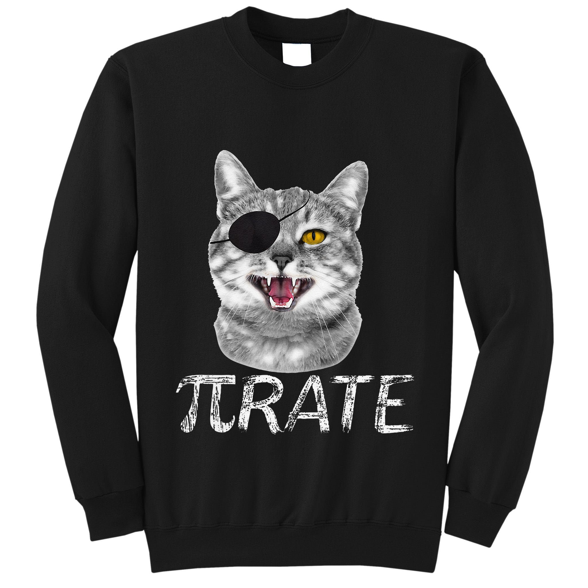 Funny Pi Day Math Science Cat Pirate Tall Sweatshirt